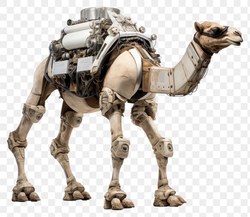 PNG Cyborg camel animal mammal white background. AI generated Image by rawpixel.