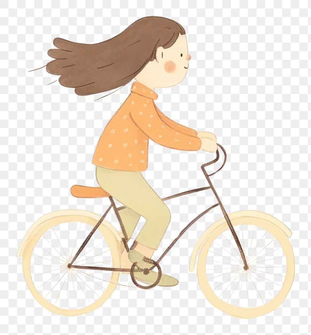 PNG Girl character ride a bike bicycle vehicle cycling. AI generated Image by rawpixel.
