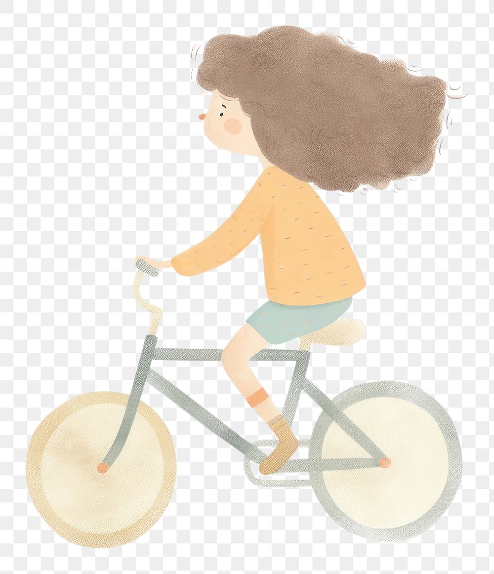 PNG Girl character ride a bike bicycle vehicle cycling. AI generated Image by rawpixel.