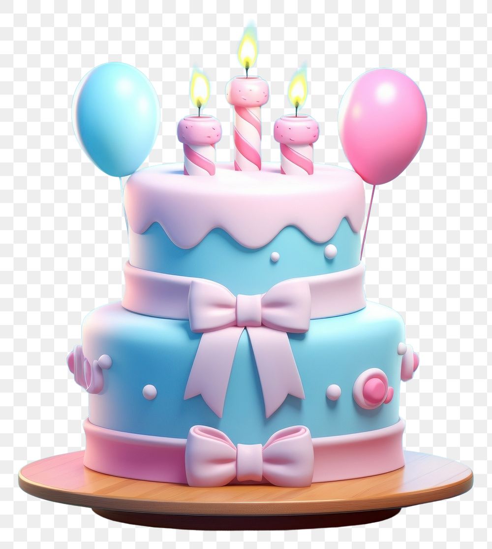 PNG 3D cute birthday cake dessert food blue. AI generated Image by rawpixel.