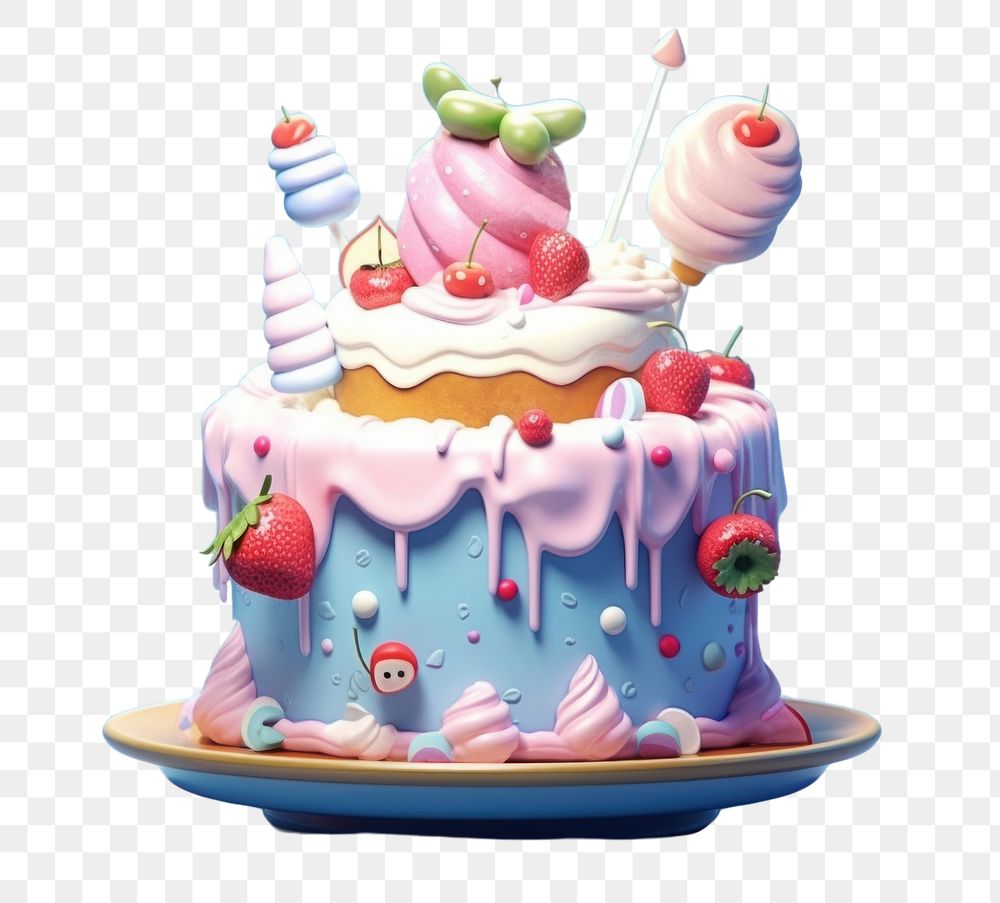 PNG 3D cute cake dessert cupcake food. AI generated Image by rawpixel.