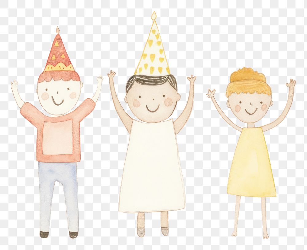 PNG Three diverse characters party cheerful drawing sketch. AI generated Image by rawpixel.