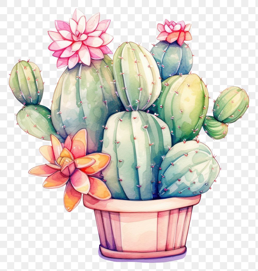 PNG Cactus plant drawing creativity houseplant. AI generated Image by rawpixel.