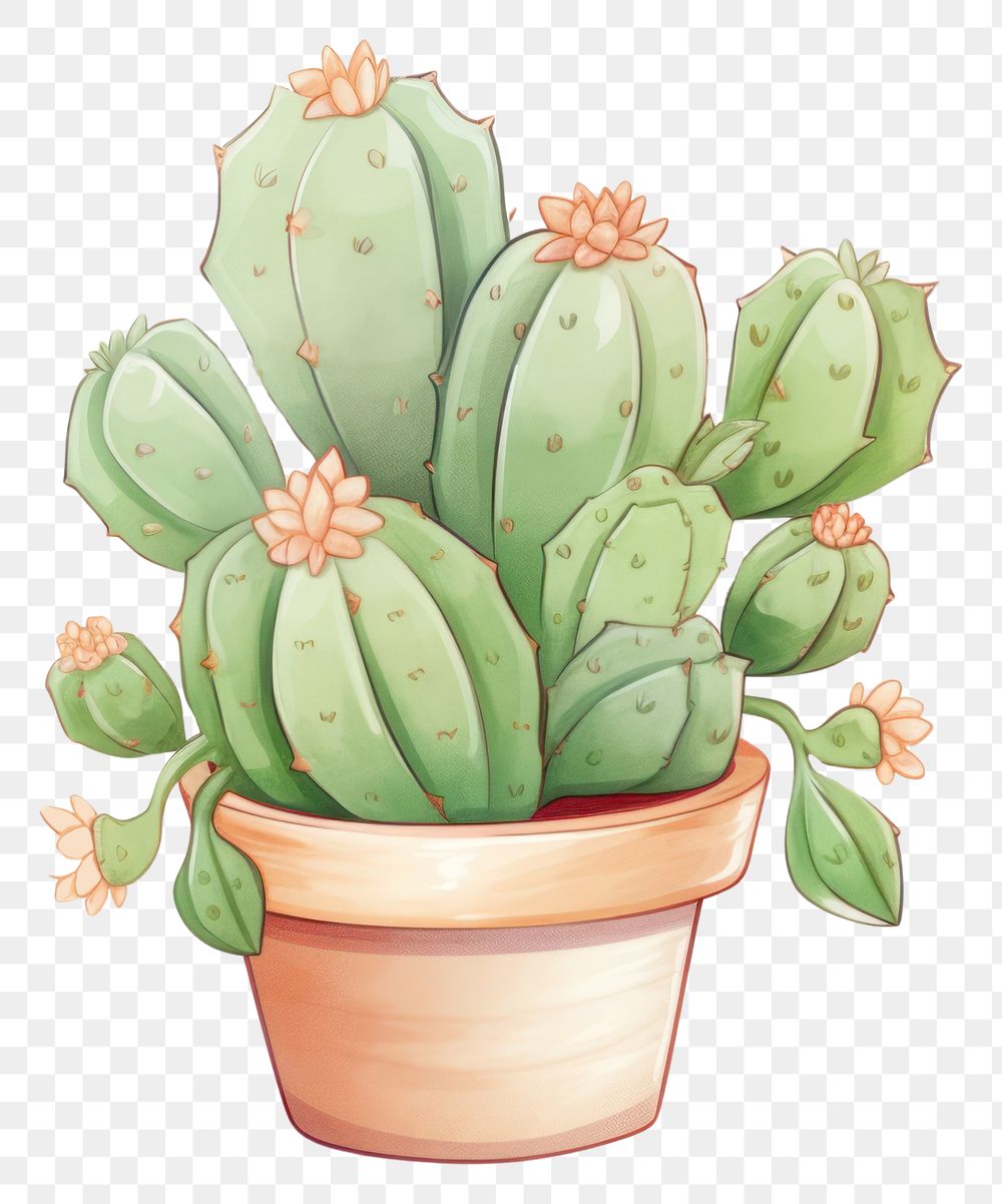 PNG Cactus plant drawing houseplant freshness. AI generated Image by rawpixel.