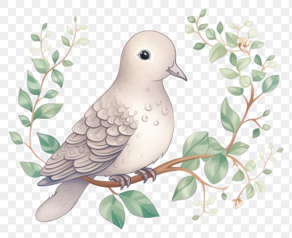 PNG Dove drawing animal plant. AI generated Image by rawpixel.