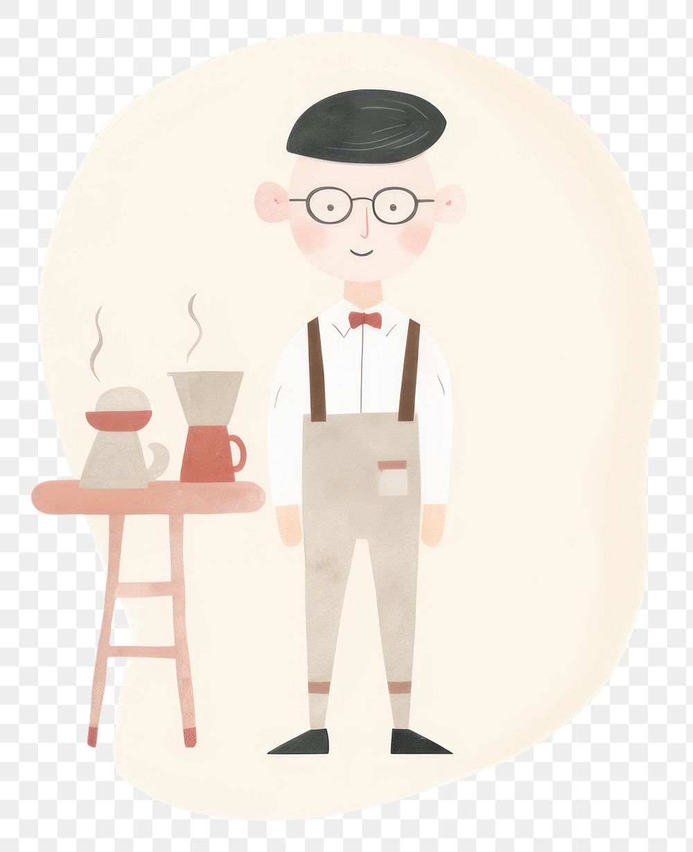 PNG Barista character drawing sketch cup. AI generated Image by rawpixel.