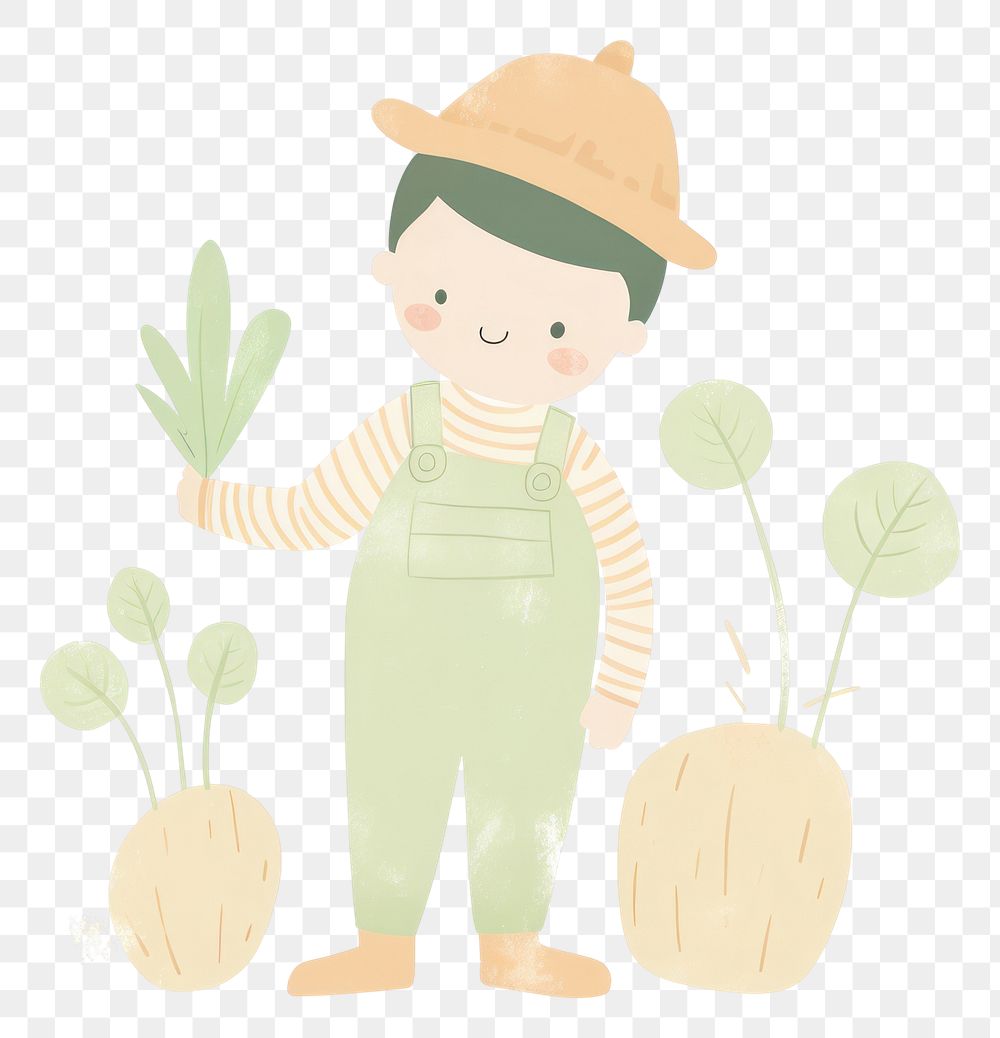 PNG Boy character gardening vegetable drawing sketch. AI generated Image by rawpixel.