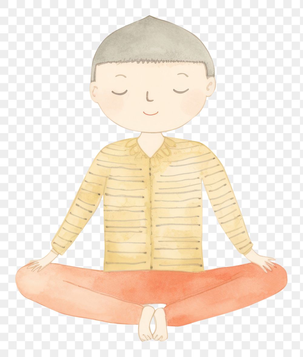 PNG Character meditating drawing sketch yoga. AI generated Image by rawpixel.
