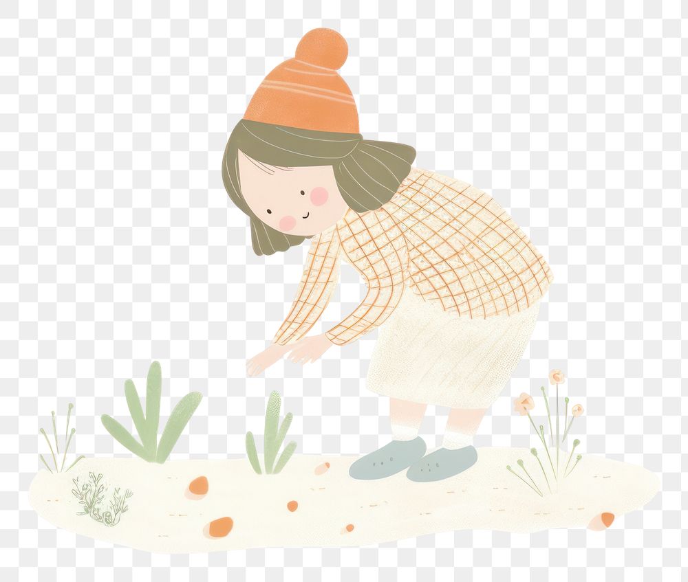 PNG Girl character gardening outdoors drawing sketch. AI generated Image by rawpixel.