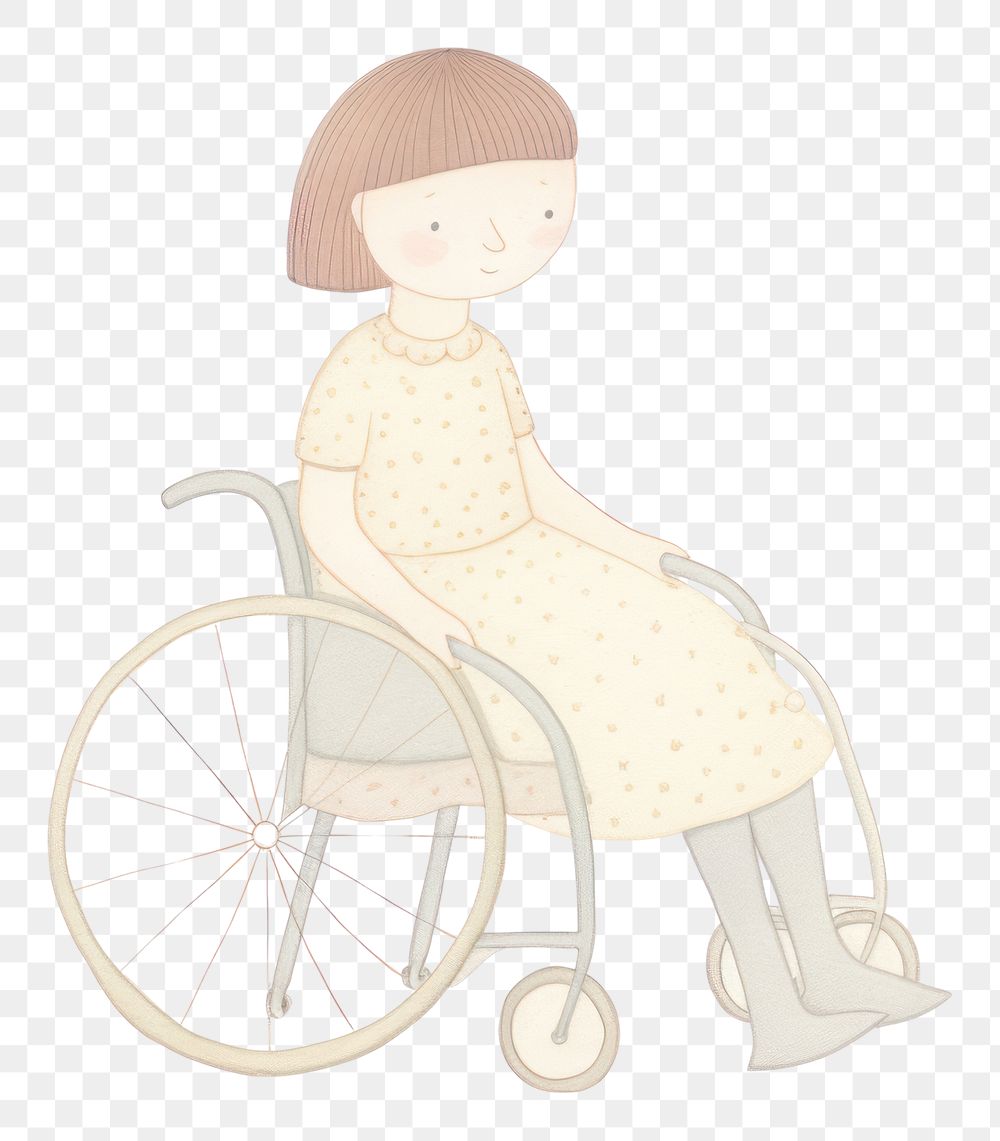 PNG Girl character on a wheelchair drawing sketch white background. AI generated Image by rawpixel.
