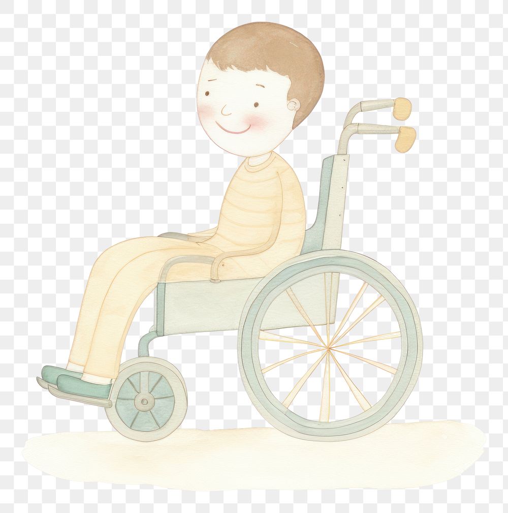PNG Kid character on a wheelchair tricycle vehicle white background. AI generated Image by rawpixel.