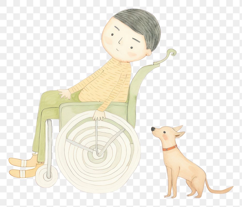 PNG Kid character on a wheelchair drawing animal mammal. AI generated Image by rawpixel.