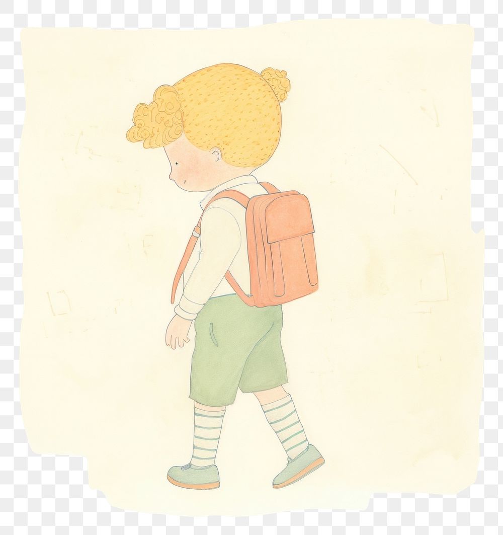 PNG Kid character drawing sketch bag. AI generated Image by rawpixel.