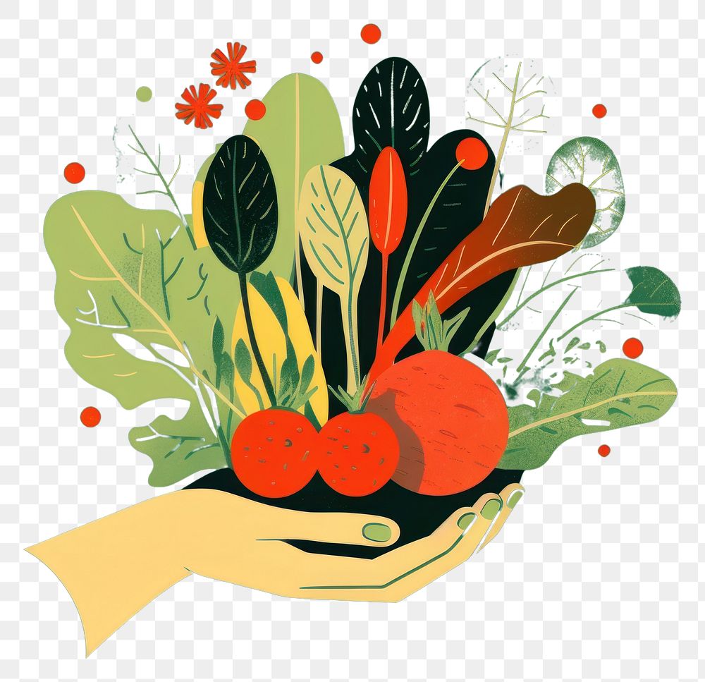 PNG  Hands holding vegetables graphics radish green. AI generated Image by rawpixel.