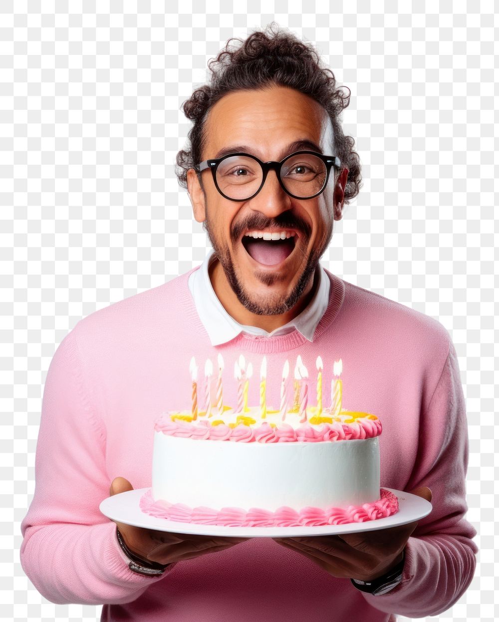 PNG Hispanic man cake fun birthday. AI generated Image by rawpixel.