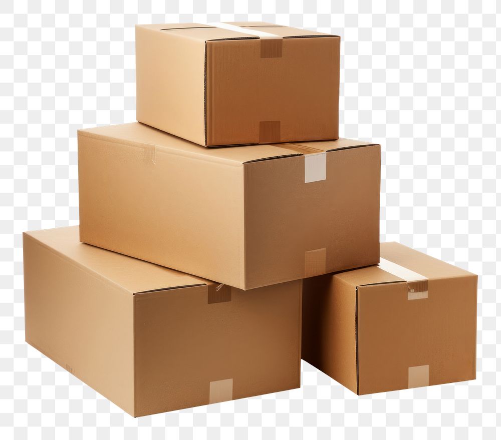 PNG  Cardboard Boxes box carton white background. AI generated Image by rawpixel.