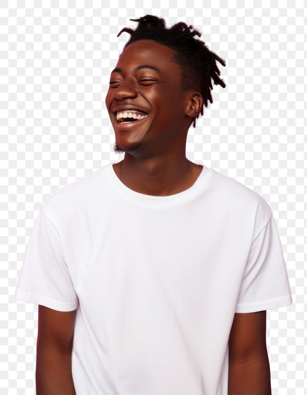PNG  Teenage black boy laughing t-shirt portrait. AI generated Image by rawpixel.