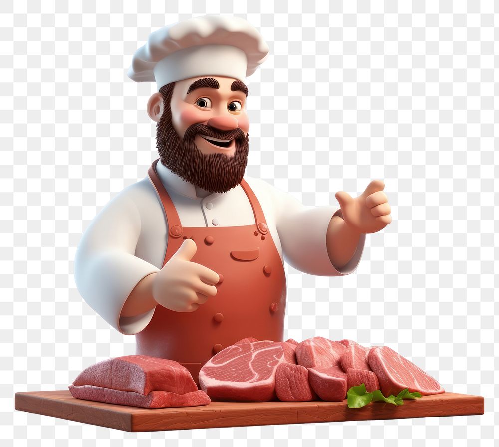 PNG  Chef making steak meat food white background. AI generated Image by rawpixel.
