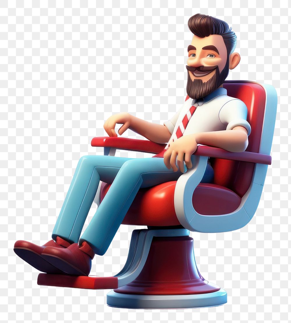 PNG  Barber on chair armchair sitting representation. AI generated Image by rawpixel.