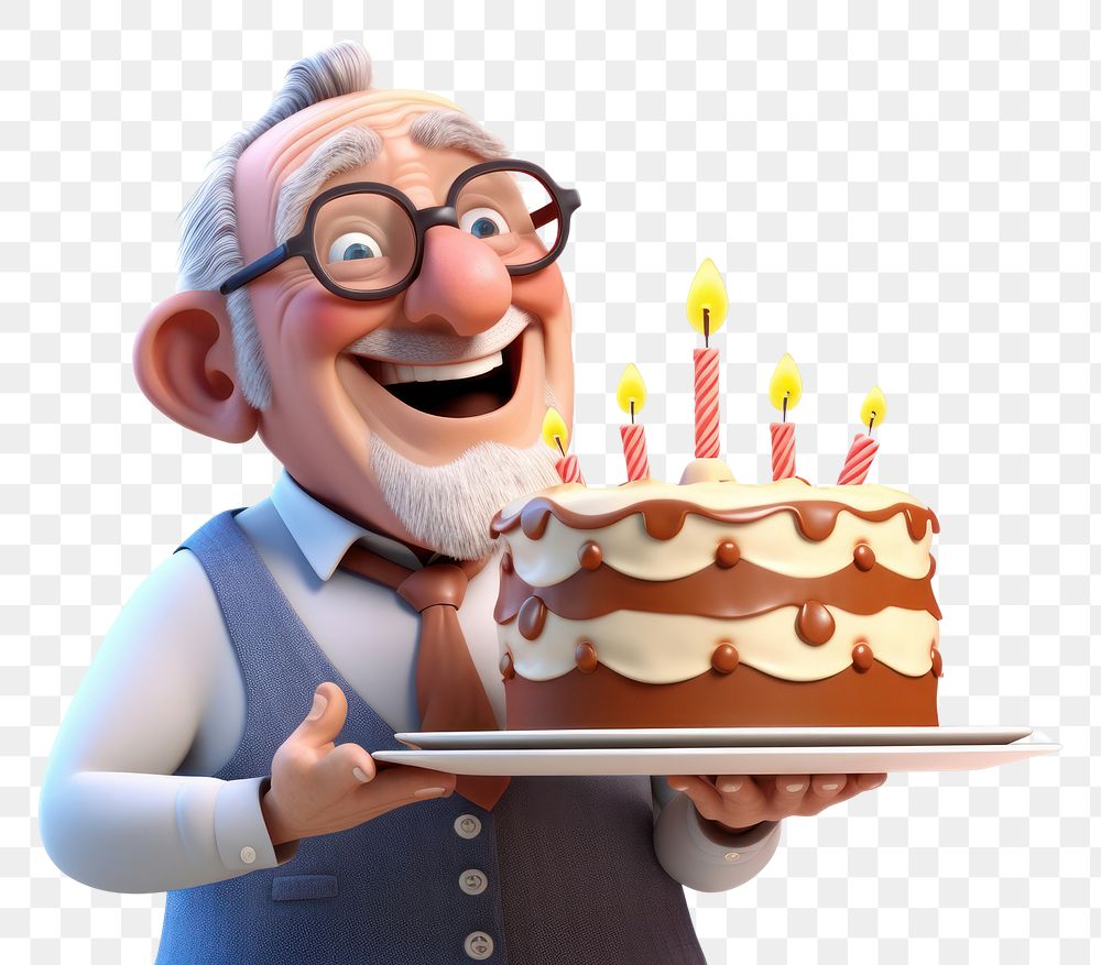 PNG Grandpa blowing cake birthday dessert food. AI generated Image by rawpixel.