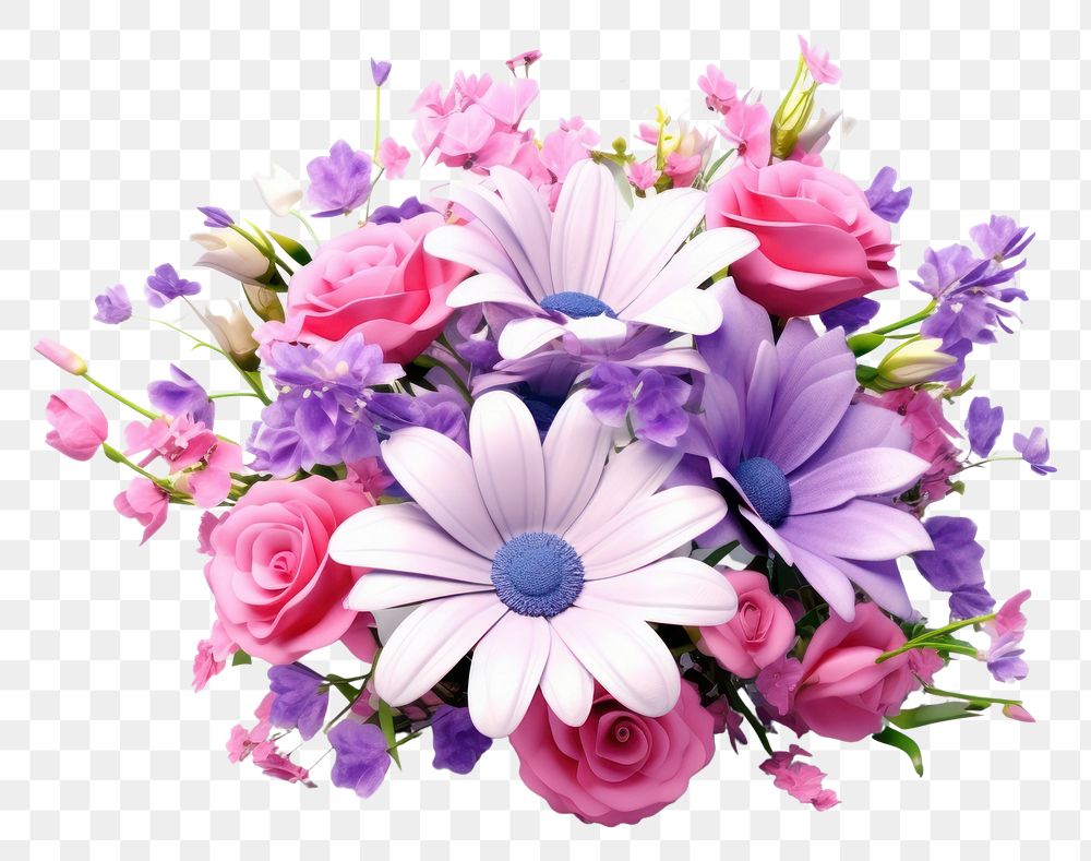 PNG  Flower bouquet plant daisy rose. AI generated Image by rawpixel.