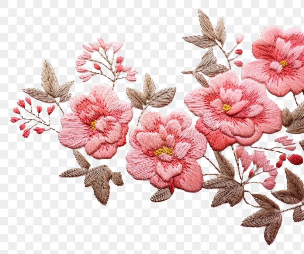 PNG Little Peonys pattern embroidery flower. AI generated Image by rawpixel.