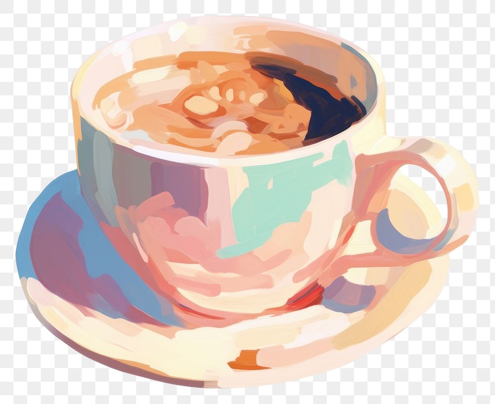 PNG Coffee cartoon saucer drink. AI generated Image by rawpixel.