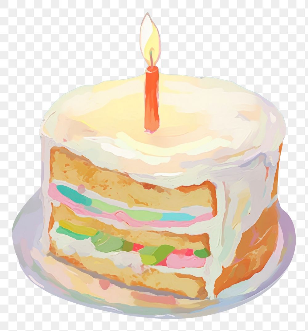 PNG Cake painting dessert candle. AI generated Image by rawpixel.
