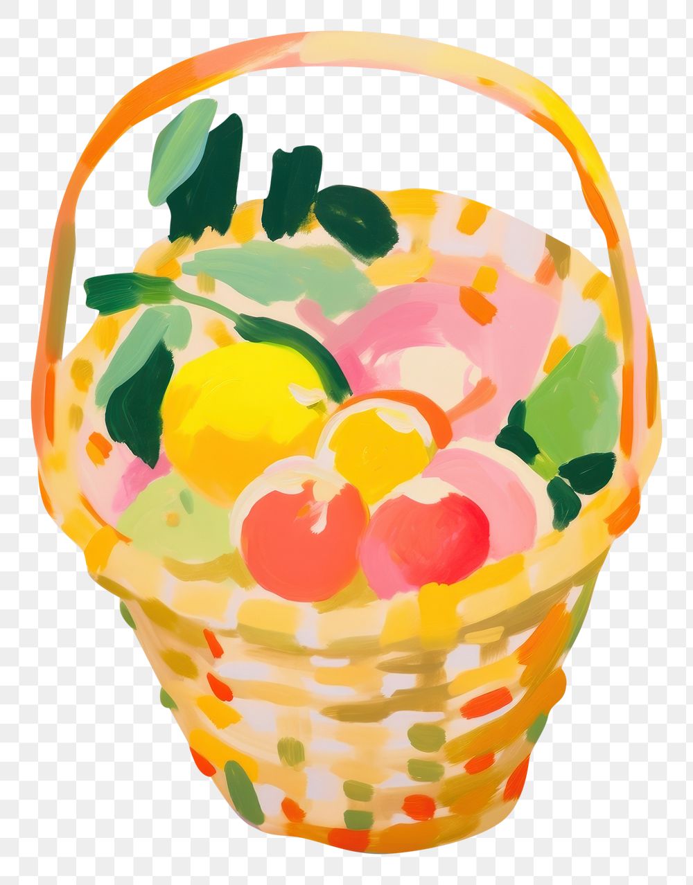 PNG Fruit painting basket food. AI generated Image by rawpixel.