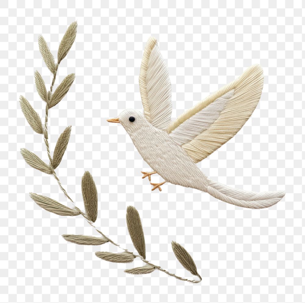 PNG Dove peace theme bird embroidery pattern. AI generated Image by rawpixel.