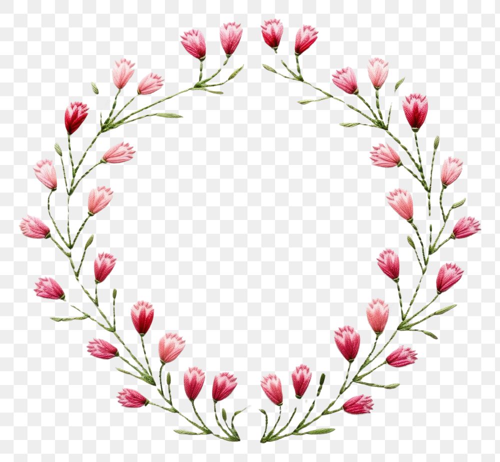 PNG Little Tulips circle border embroidery pattern textile. AI generated Image by rawpixel.