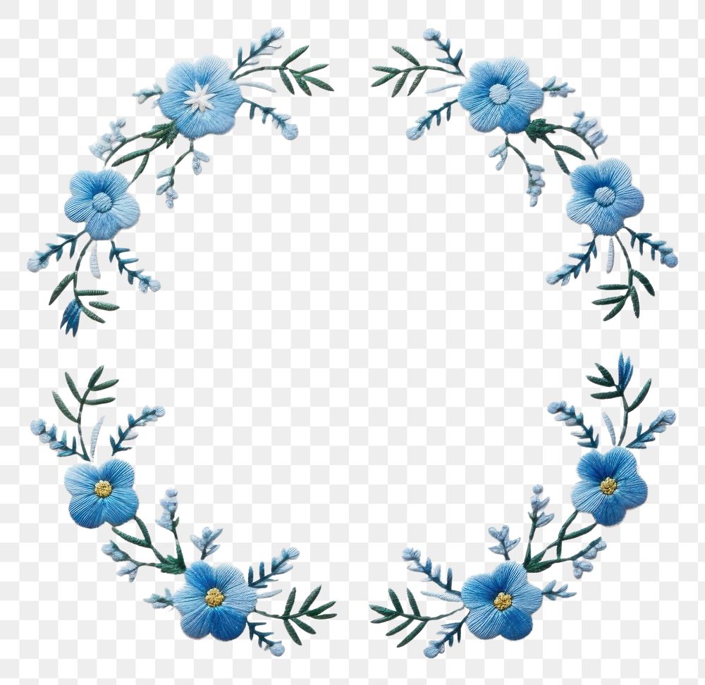 PNG Little Blue flower circle border pattern embroidery porcelain. AI generated Image by rawpixel.