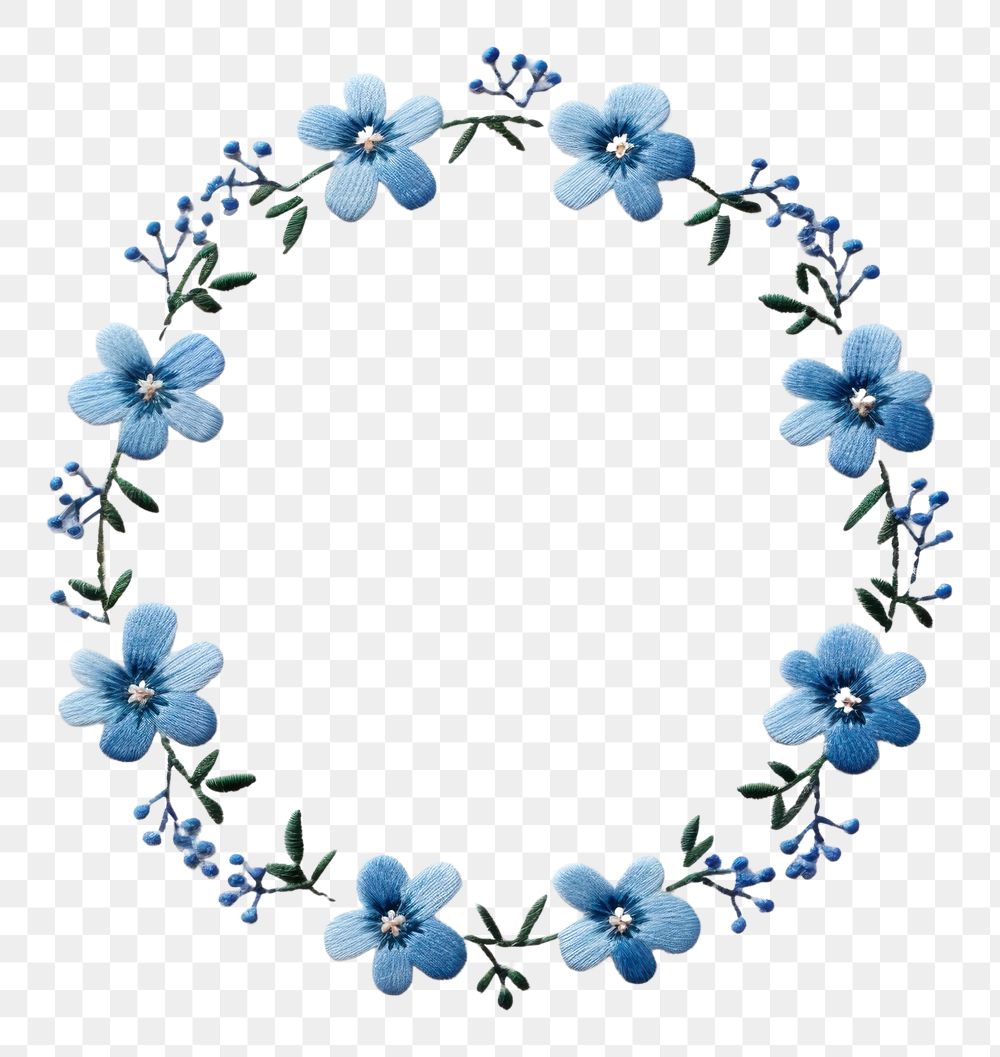 PNG Little Blue flower circle border pattern jewelry wreath. AI generated Image by rawpixel.