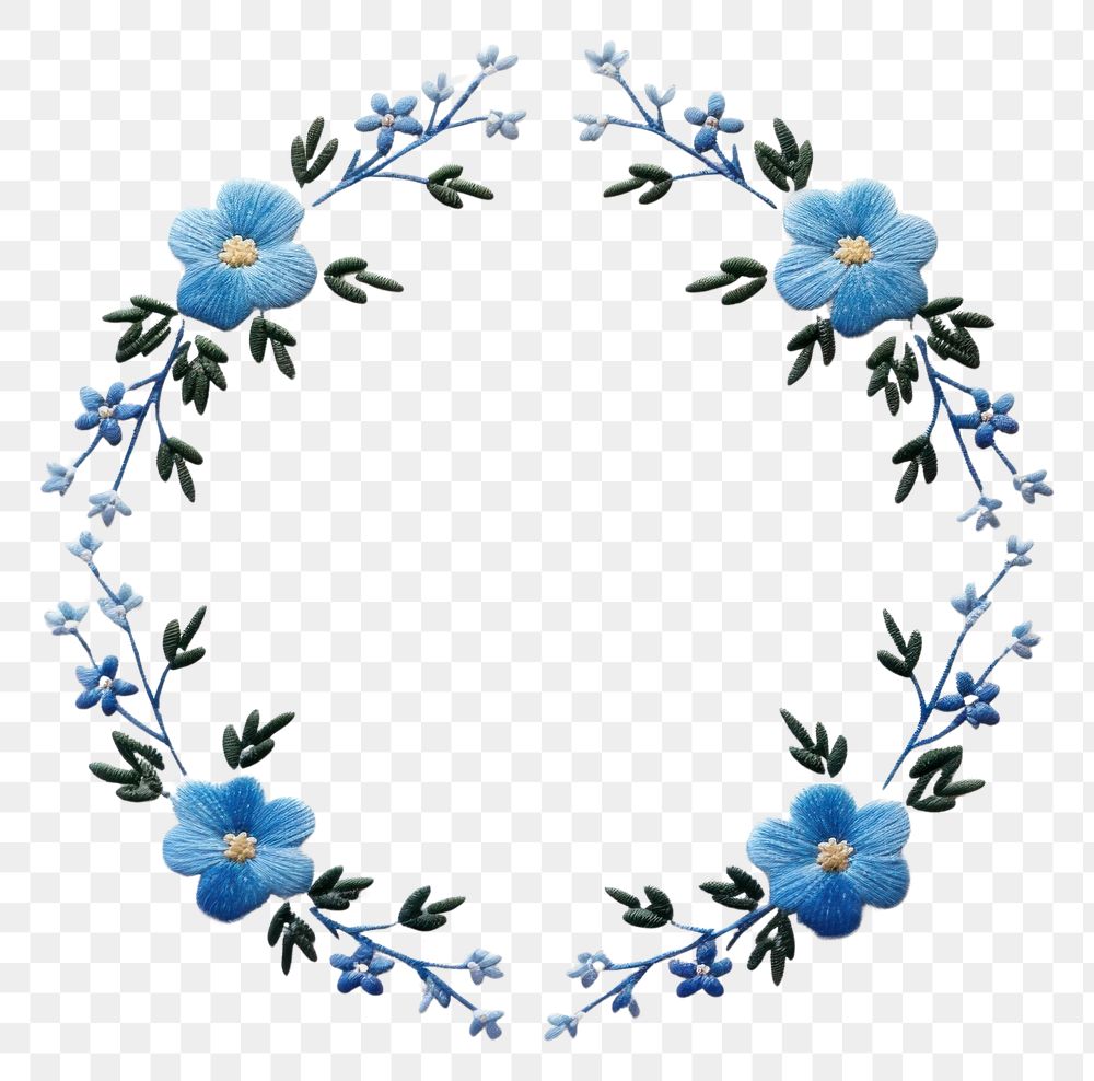 PNG Little Blue flower circle border pattern embroidery jewelry. AI generated Image by rawpixel.