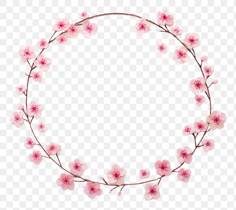 PNG Little Cherry blossom circle border jewelry flower wreath. AI generated Image by rawpixel.