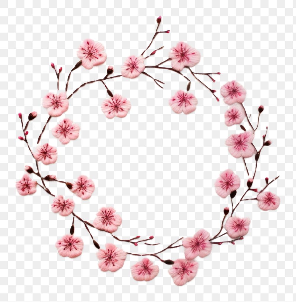 PNG Little Cherry blossom circle border flower wreath cherry. AI generated Image by rawpixel.