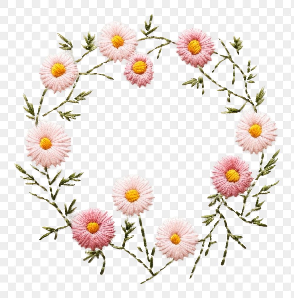 PNG Little daisy circle border embroidery pattern flower. AI generated Image by rawpixel.