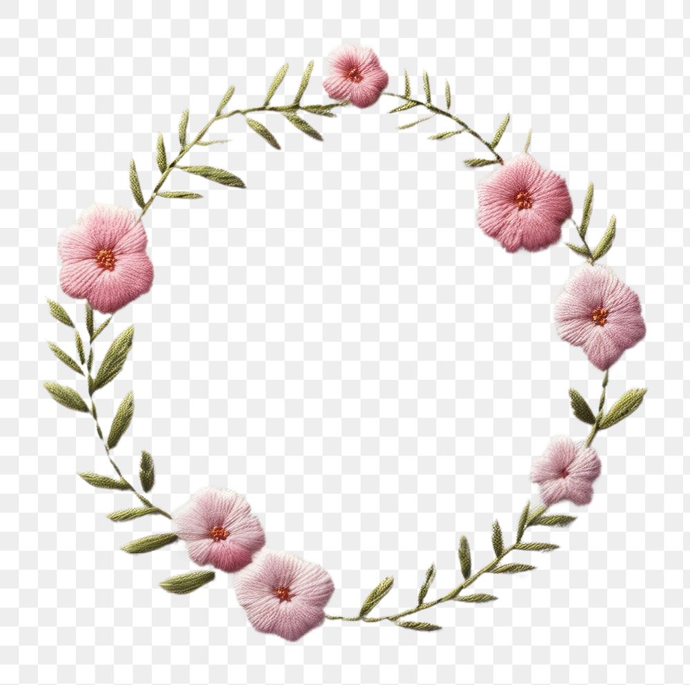 PNG Little flower circle border embroidery pattern wreath. AI generated Image by rawpixel.