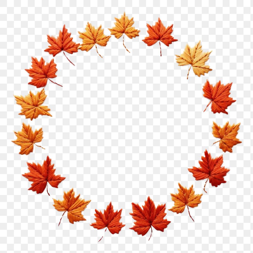 PNG Little orange maple leaf circle border pattern plant tree. AI generated Image by rawpixel.
