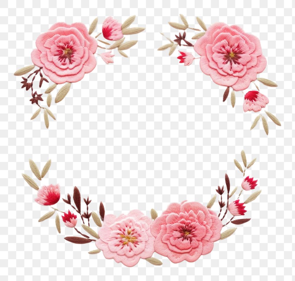 PNG Little Peony circle border pattern embroidery flower. AI generated Image by rawpixel.