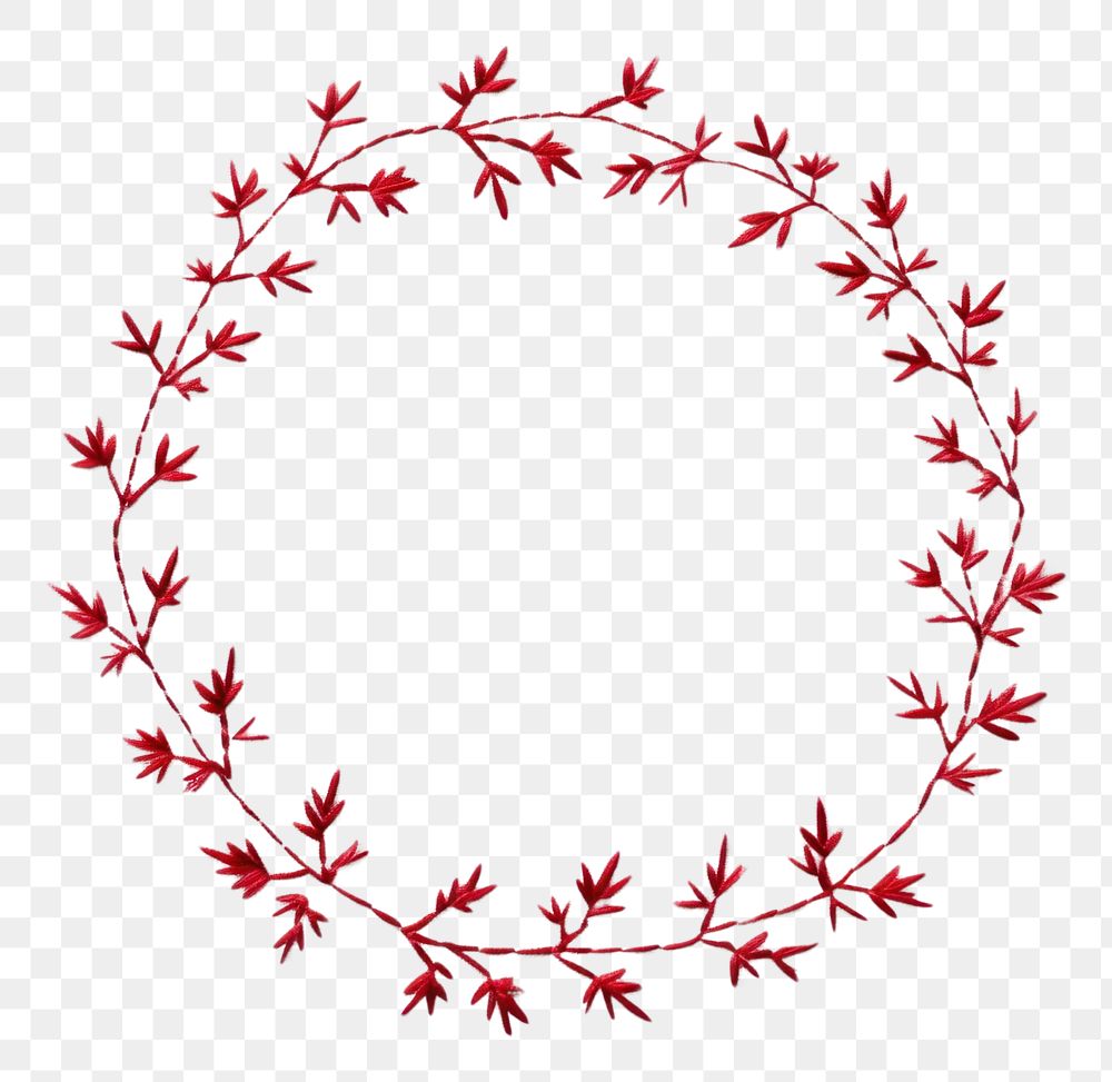 PNG Little red maple leaf circle border pattern embroidery wreath. AI generated Image by rawpixel.