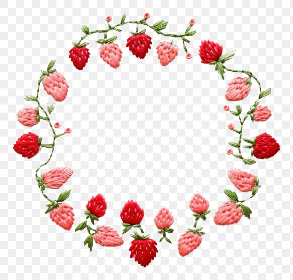 PNG Little strawberry circle border embroidery pattern textile