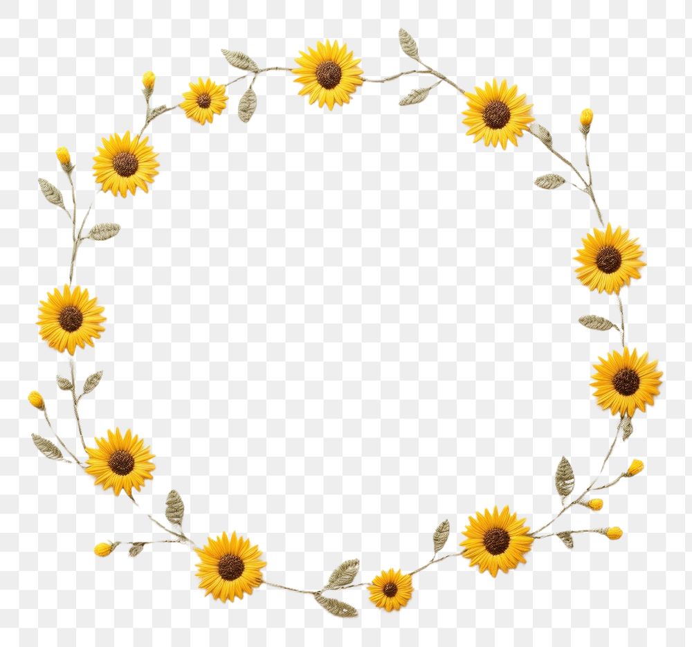 PNG Little sunflowers circle border pattern wreath petal. AI generated Image by rawpixel.