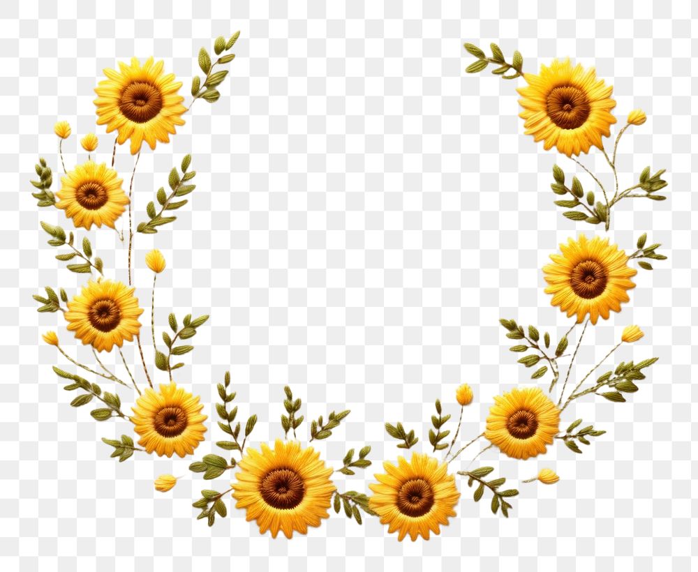 PNG Little sunflowers circle border pattern embroidery jewelry. AI generated Image by rawpixel.