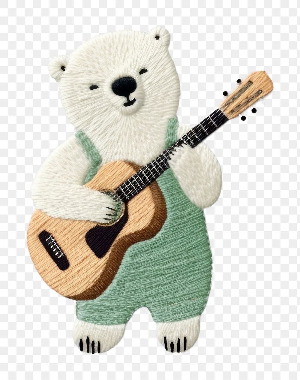 PNG Polar bear playing guitar textile mammal craft. AI generated Image by rawpixel.