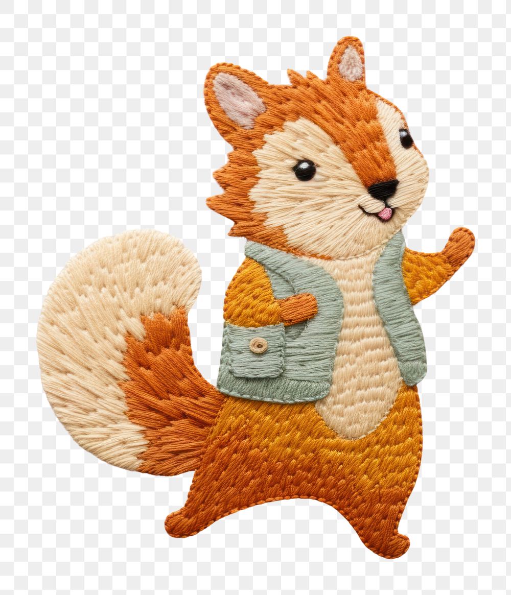 PNG Squirrel dancing embroidery squirrel textile. AI generated Image by rawpixel.