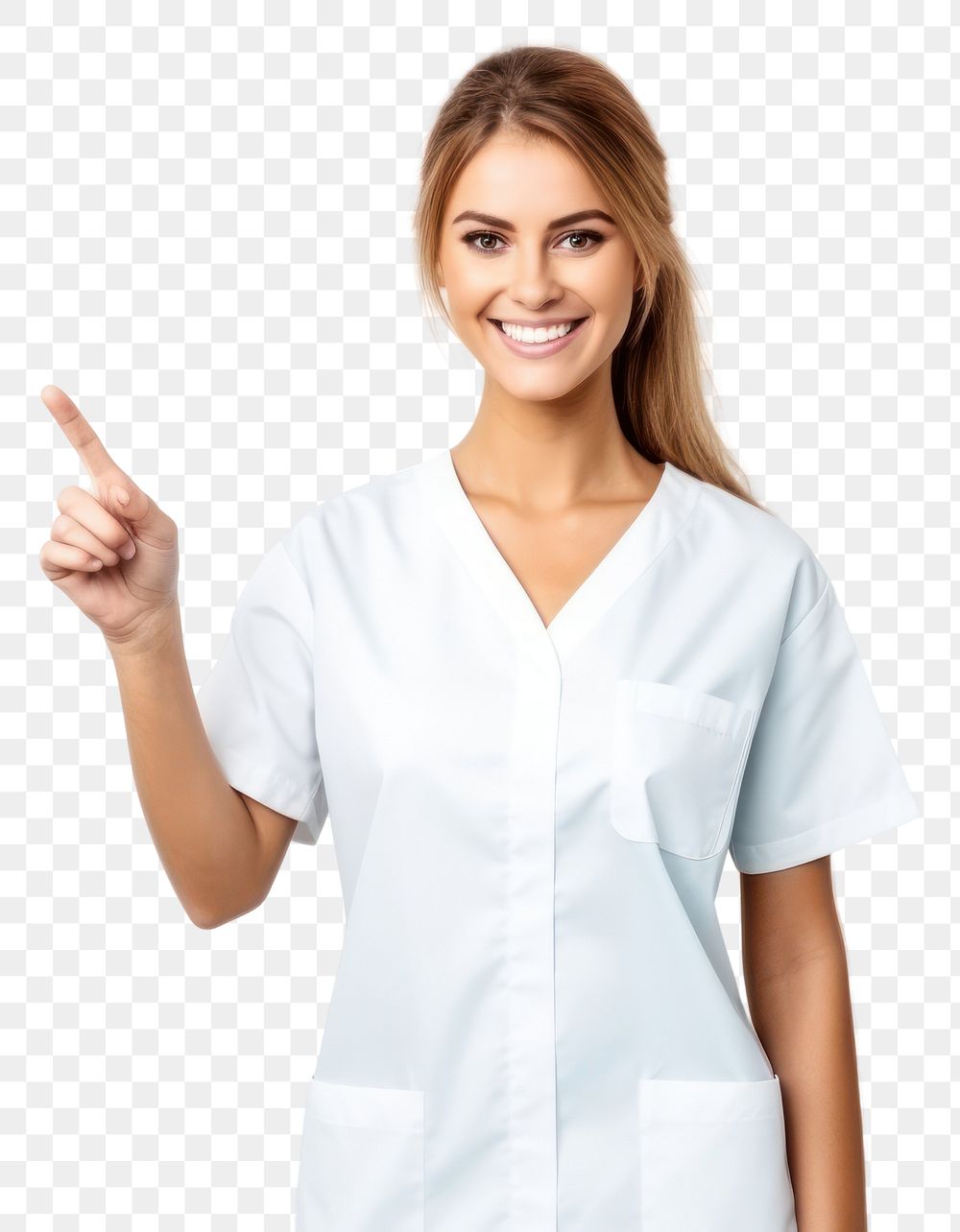 PNG Nurse woman smiling adult white background. AI generated Image by rawpixel.