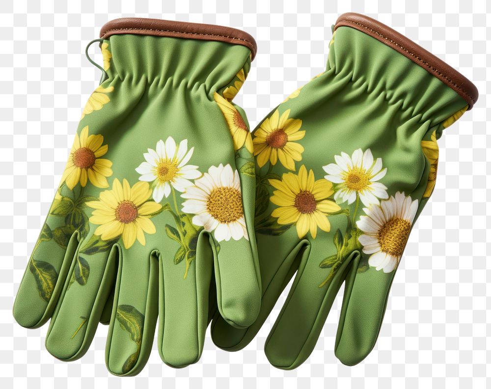 PNG Gardening gloves flower plant daisy. AI generated Image by rawpixel.