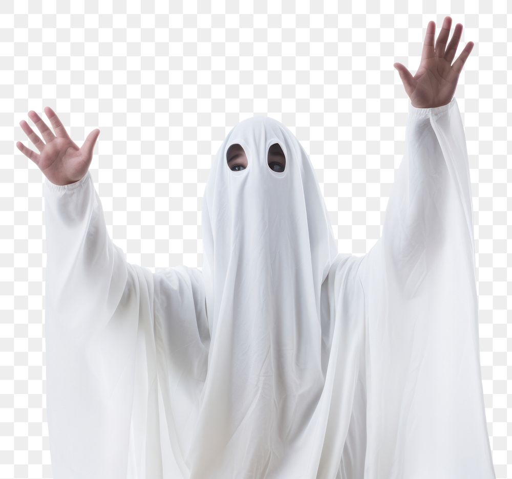 PNG  White ghost costume hand white background representation. AI generated Image by rawpixel.