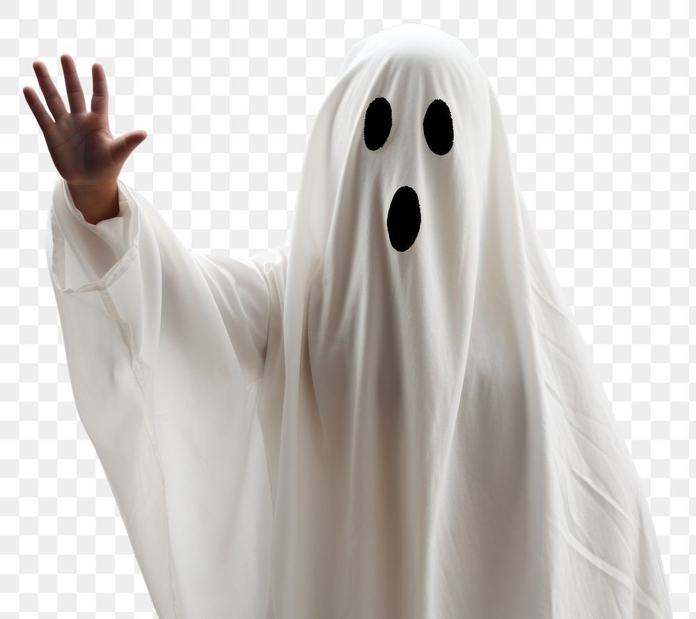 PNG  White ghost costume adult hand celebration. AI generated Image by rawpixel.